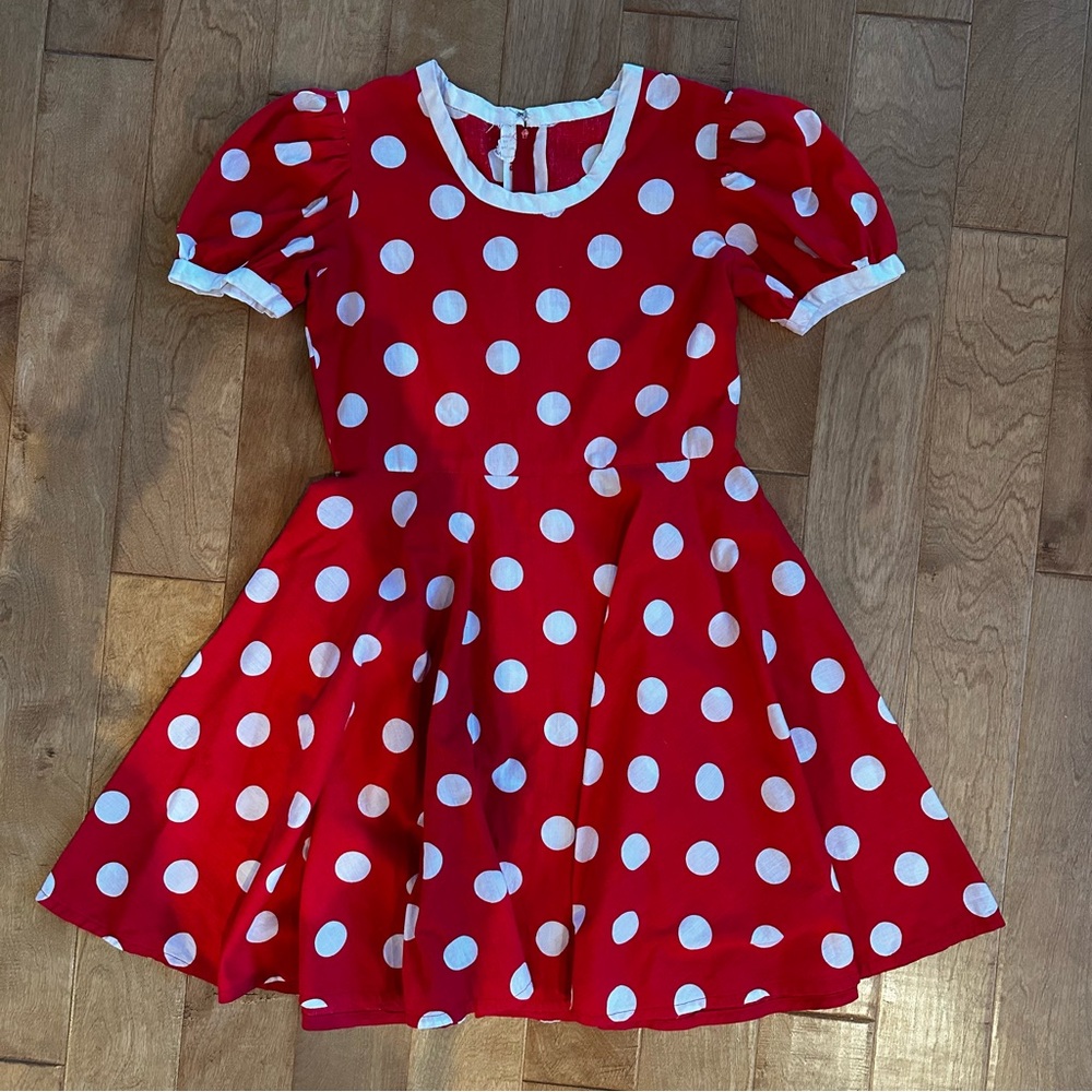 Retro Vintage 1940’s Handmade Red Polka Dot Swing Dress Rockabilly size Small